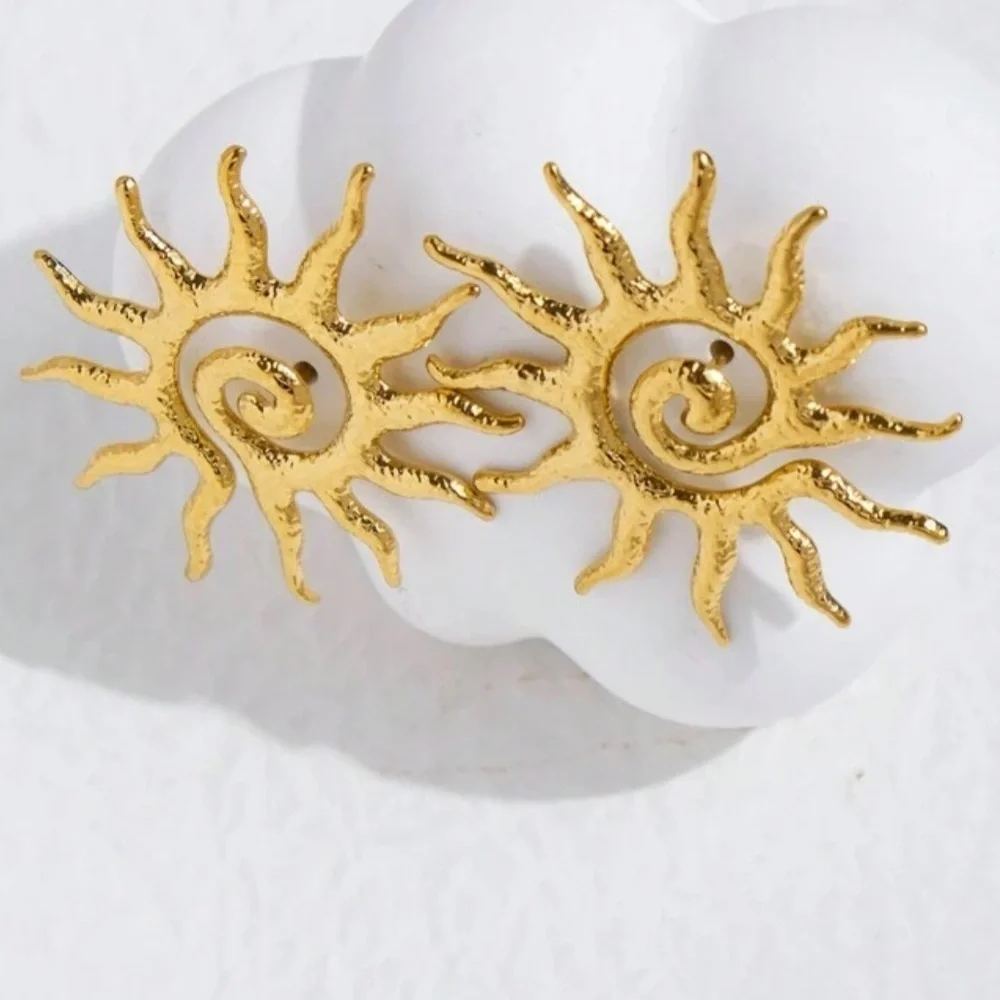 Anthropologie Gold Sunburst Earrings